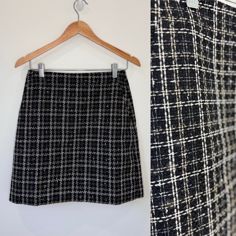 LOFT Gold Black and White Mini Skirt (Sz 0)